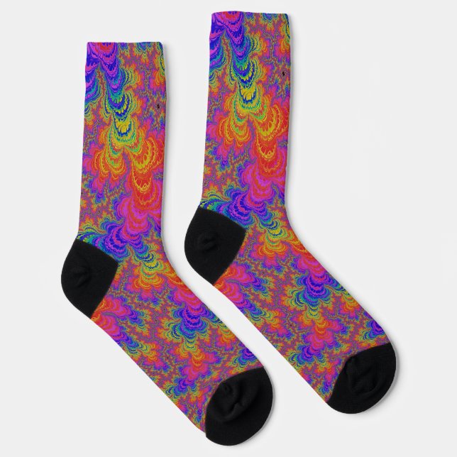 Calcetines Trippy Funky Audaz Vibrante Arcoíris Abstracto Fra (Derecha)