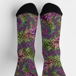 Calcetines Trippy Funky Groovy Digital Resumen del arte fract