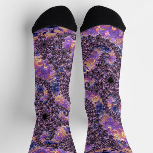 Calcetines Trippy Groovy Boho Colorful Jewel Tone Fractal Art