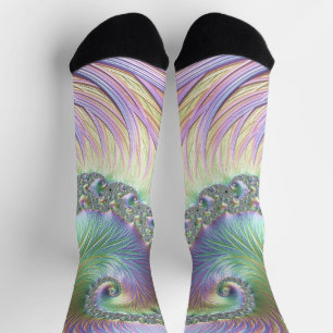 Calcetines Trippy Groovy Pastel Arcoiris Espiral de arte frac