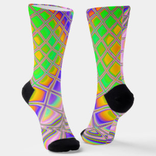 Calcetines Trippy Groovy Vibrant Resumen Arte Fractal Digital