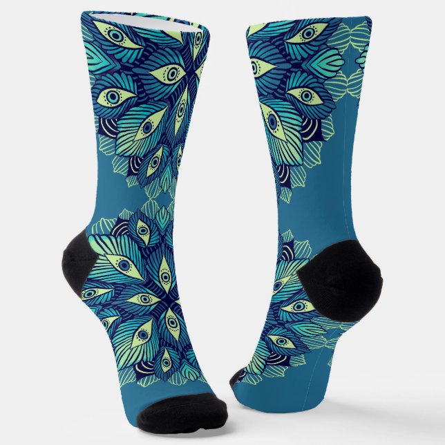 Calcetines Trippy Psicodélico Ojos Floral Surreal Arte (Angular)