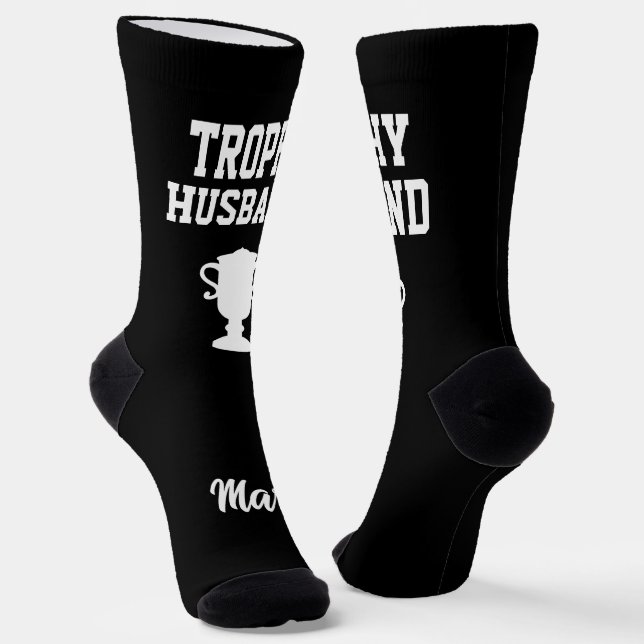 Calcetines Trophy Husband gift socks with custom name (Angular)