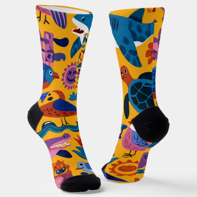 Calcetines Tropical Summer Pattern Crew Socks Gift (Angular)