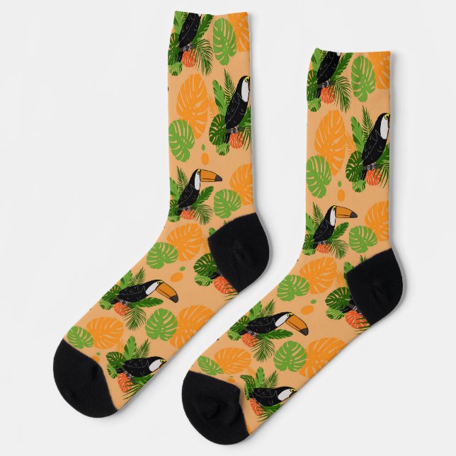 Calcetines Trópico Toucan Bird Seamless Pattern (Izquierda)