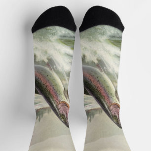 Calcetines Trucha Arcoíris, Pescador Antiguo Pescando Peces