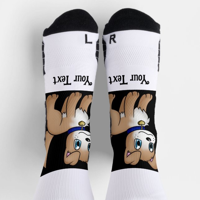 Calcetines Tu imagen con estilo de texto con papel de cachorr (Arriba)