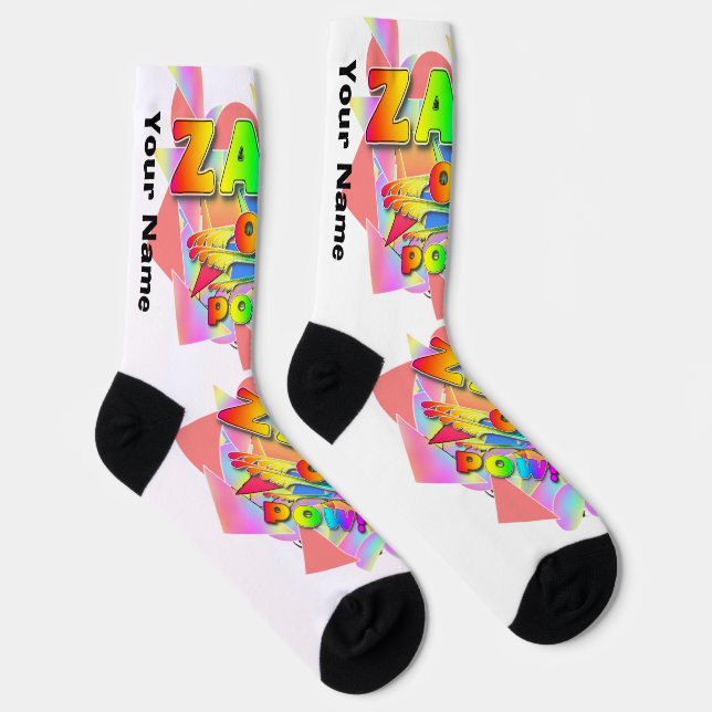 Calcetines TU NOMBRE Personaliza Zap Ouch Pow Crew Socks (Derecha)