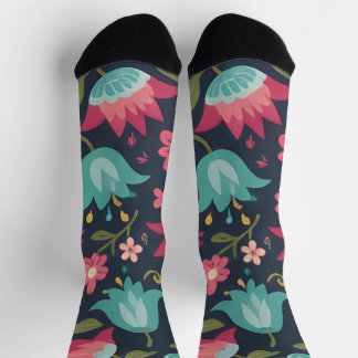 Calcetines Tulipán de medianoche y flor de té azul