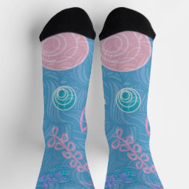 Calcetines Tulipán floral azul rosa y púrpura moderno