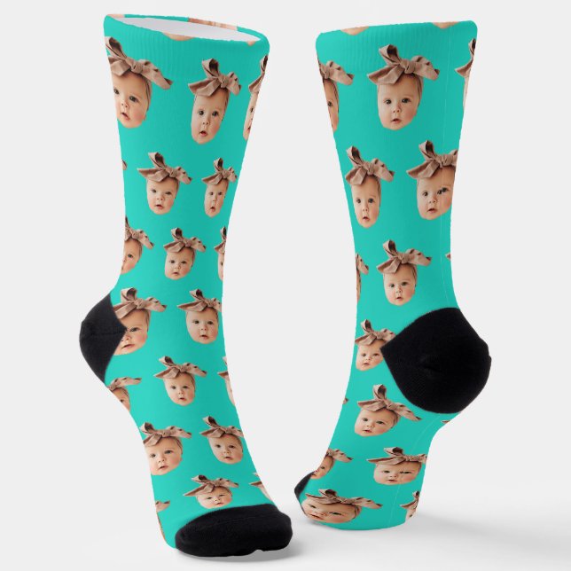 Calcetines Turquoise Funny Personalizado Hija Face (Angular)
