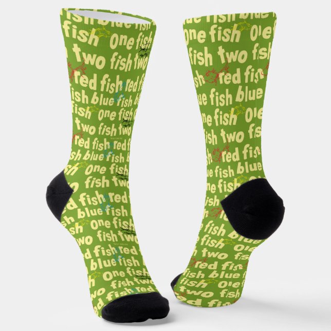 Calcetines Un pez dos peces patrón de tipografía (Angular)