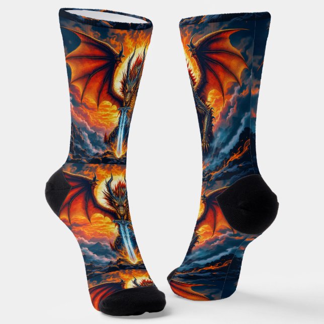 Calcetines UNISEX Dragón con Espada Bright Socks 0 (Angular)