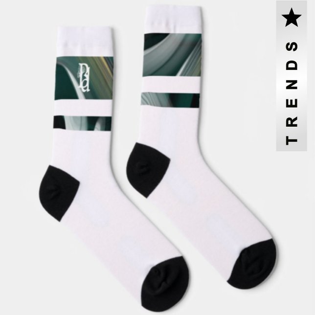 Calcetines Unisex Socks Trend Resumen Art Black White Green (Subido por el creador)