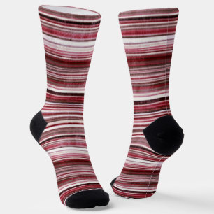 Calcetines unisexo de patrón de rayas blancas burdeos fresco