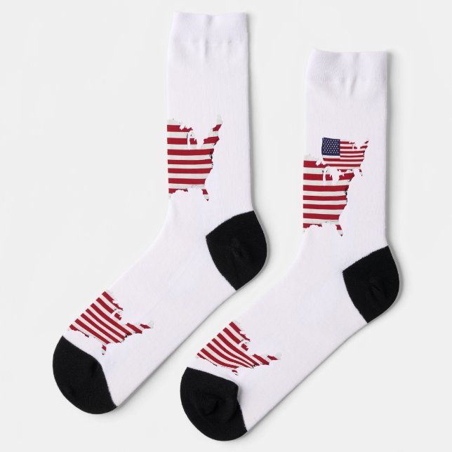 Calcetines United States Map Filled with American Flag (Izquierda)
