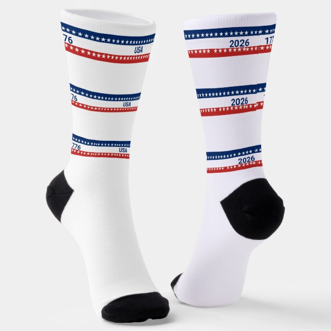 Calcetines USA's 250th Anniversary 1776 2026 Red White Blue (Angular)
