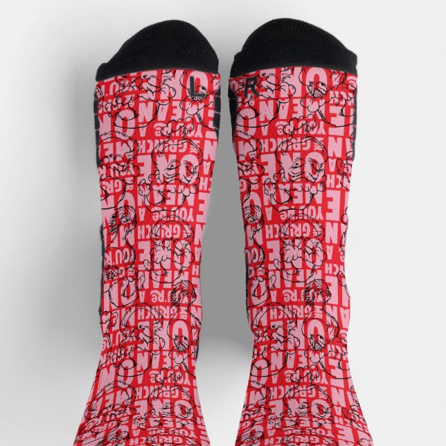 Calcetines Usted es un patrón rojo maligno del Sr. Grinch (Arriba)