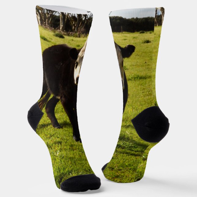 Calcetines Vaca Negra Con Cara Blanca Y Mohawk, (Angular)