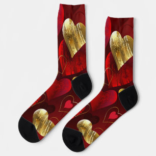 Calcetines Valentinas doradas y rojas