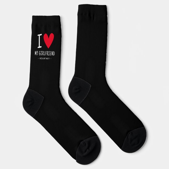 Calcetines Valentine personalizado de 'Yo amo a mi novia' (Derecha)