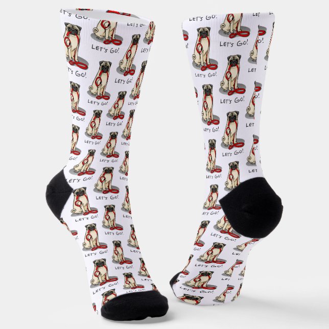 Calcetines ¡Vamos! (paseo) Perro Pug (flor claro) Cute de cor (Angular)