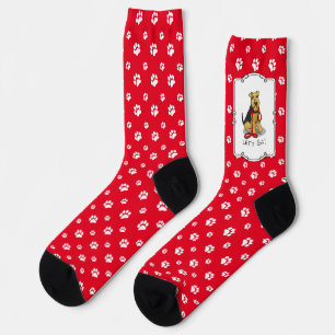 Calcetines ¡Vamos! Perro de Welsh Terrier con correa roja Gra