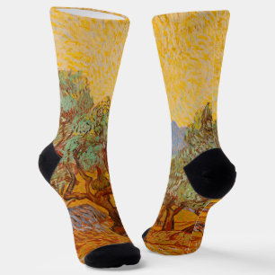 Calcetines Van Gogh Olive Trees cielo amarillo