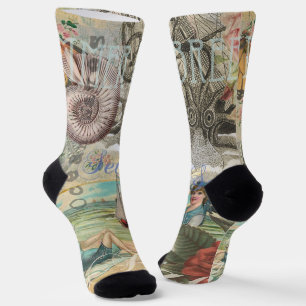 Calcetines verano playa vintage pulpo antiguo navegando