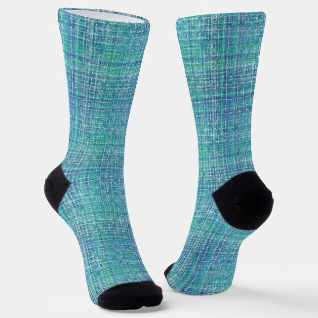 Calcetines Verde turquesa texturizado a cuadros (Angular)