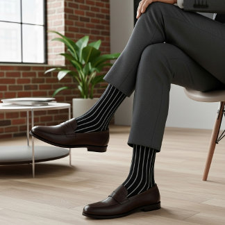Calcetines Vestido clásico de raya diplomática en blanco y ne