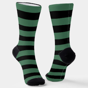 Calcetines Vestidos De Rayas Negros Y Verdes Para Hombres