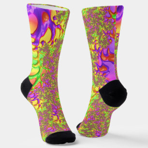 Calcetines Viaje ácido colorido psicodélico abstracto fractal