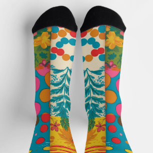Calcetines Vibraciones Retro de los 70 Groovy Patrón