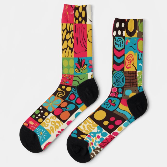 Calcetines Vibraciones Retro de los 70 Groovy Patrón (Izquierda)
