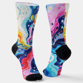 Calcetines Vibrant Colorful Swirl Abstraction