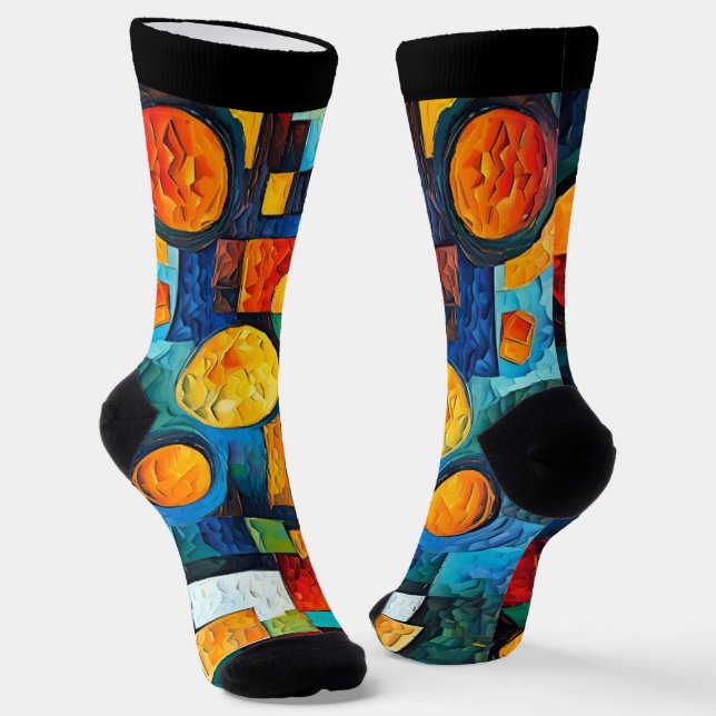 Calcetines Vibrant Dreams Geometry – Bold Modern Abstract Art (Angular)