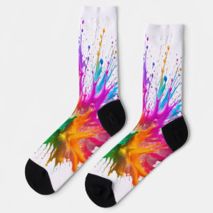 Calcetines Vibrant Rainbow Paint Splatter Explosion