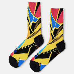 Calcetines Vibrant Stylized Portrait with Abstract Elements