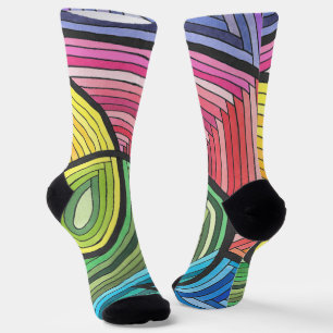 Calcetines Vibrante barrido arco iris con líneas estratificad