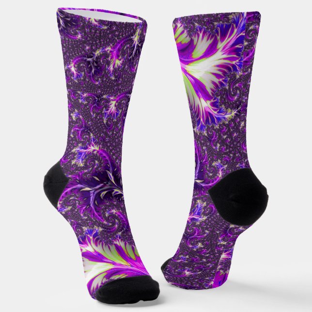 Calcetines Vibrante colorido Trippy Groovy Boho Spiral Fracta (Angular)