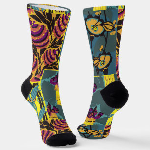 Calcetines Vibrante Estampa Floral Maximalista de Morado y Tu
