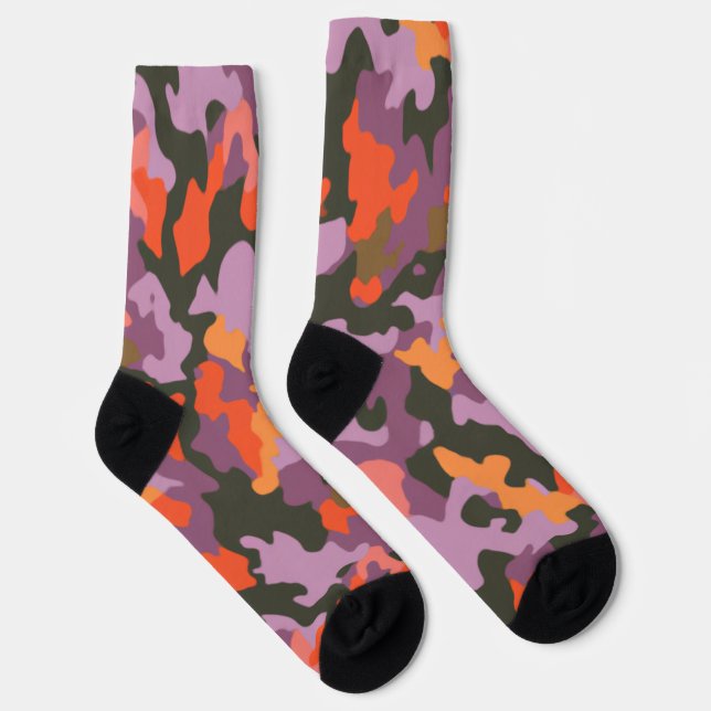 Calcetines Vibrante Naranja brillante Camo amarillo verde col (Derecha)