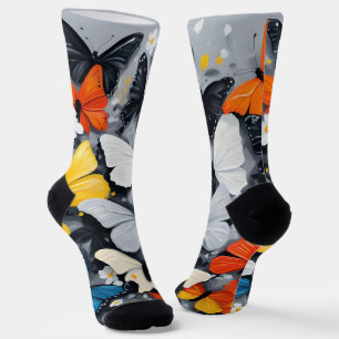 Calcetines "Vibrante Vuelo: Mariposas acrílicas multicolores