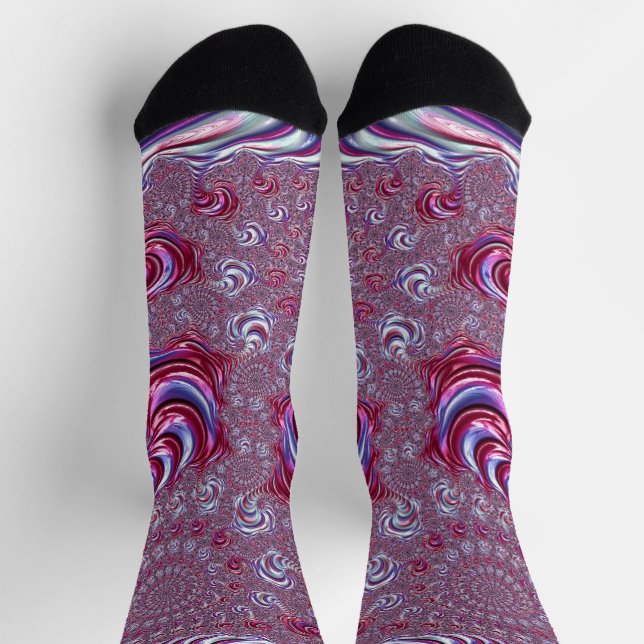 Calcetines Vibrante y brillante Groovy Trippy Espiral de arte (Arriba)