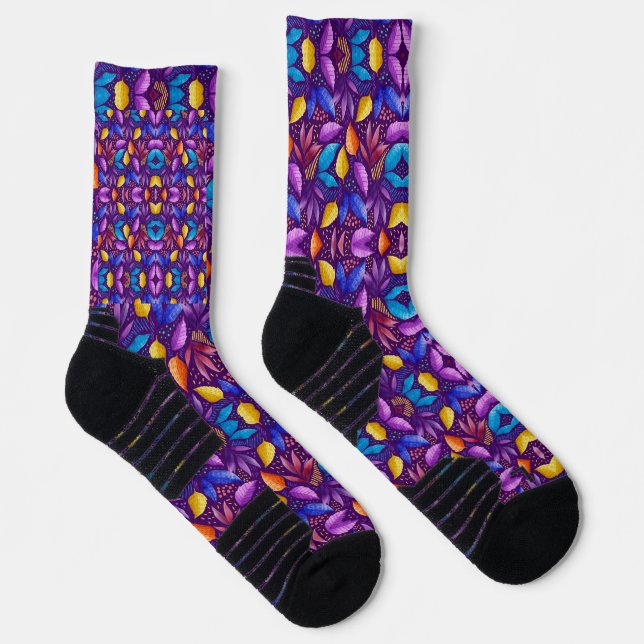 Calcetines vibrantes con un diseño de caleidoscopi (Derecha)