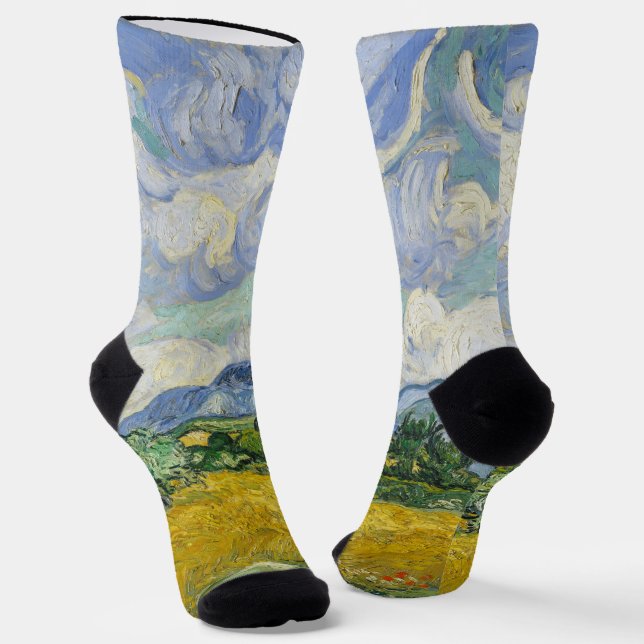 Calcetines Vicente Van Gogh Wheat Field con el arte de los ci (Angular)