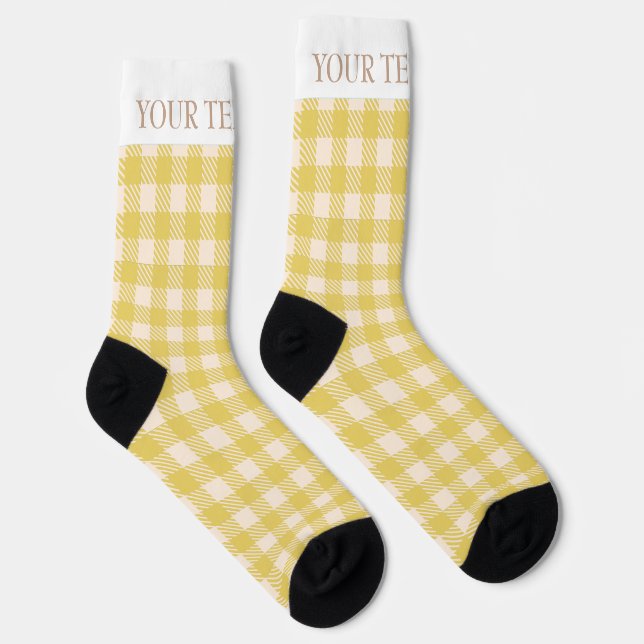 Calcetines Vichy amarillo verde gingham precepto comprobado (Derecha)