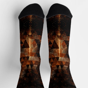 Calcetines Viga dorada en universo geométrico brillante