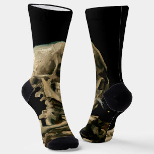 Calcetines Vincent van Gogh - Calavera con cigarrillo en llam
